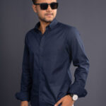 Navy Blue Textured Shirt